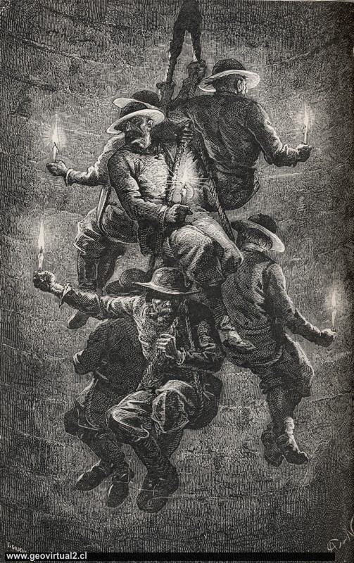 Einfahren in eine Mine in Polen (Simonin, 1867)