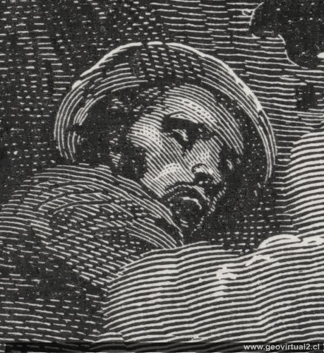 Explosion in einem Kohlebergwerk (Simonin, 1867): gesicht eines Bergmannes