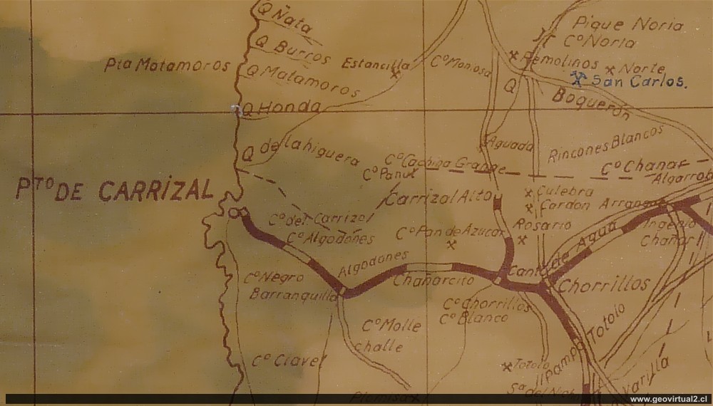 Carta Harding 1919 sector Carrizal Alto, Atacama