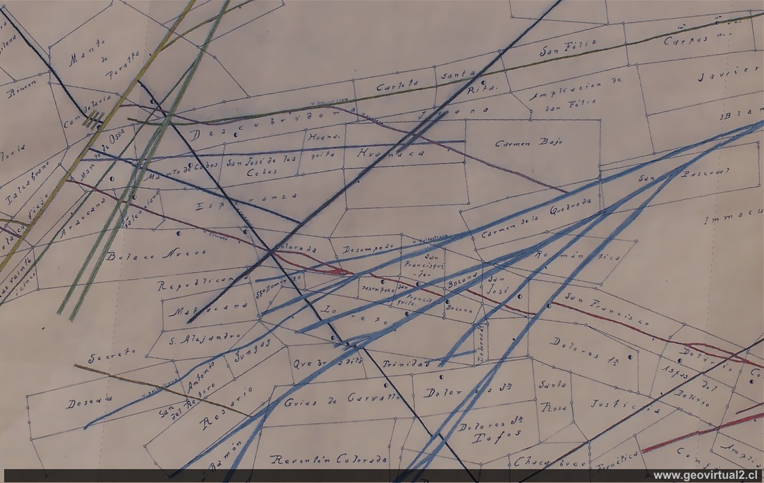 Plano de las pertenencias de Chañarcillo en Atacama