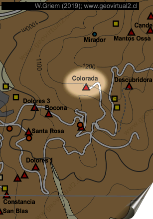 Mapa de la ubicación de la mina Colorada en Chañarcillo