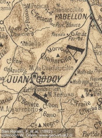 Mapa del sector Fuan Godoi, Chañarcillo - San Román - 1892