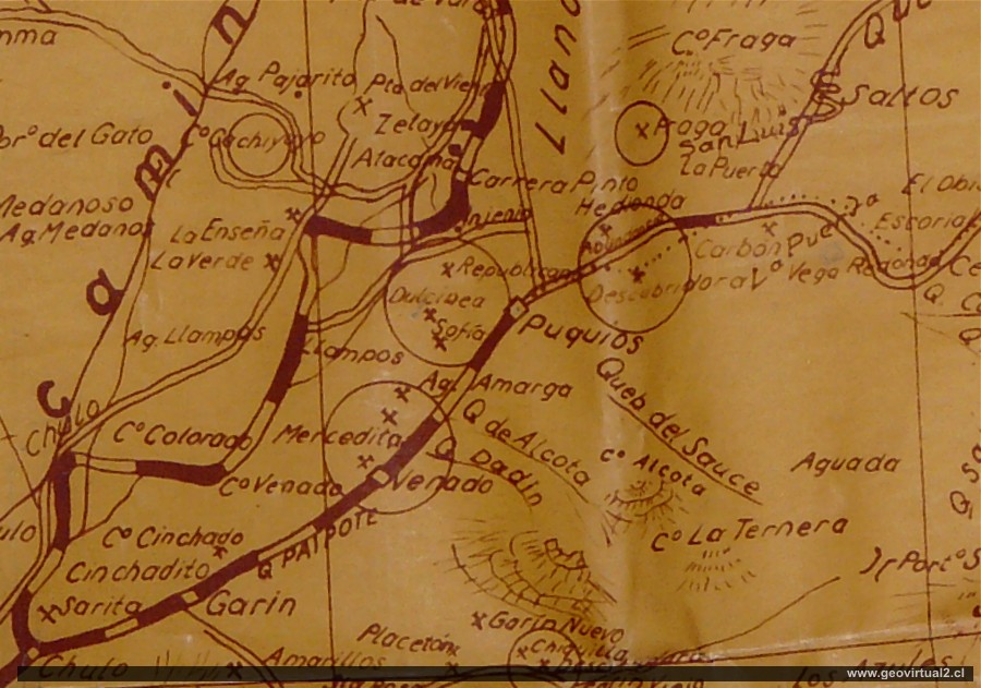 Carta de 1919: Harding; Sector Puquios, Atacama