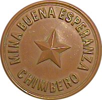 Ficha de 20 centavos de la mina Buena Esperanza de Chimberos, Atacama