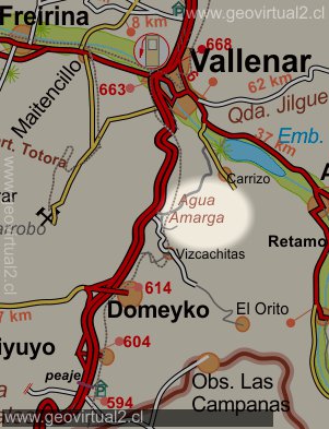 Mapa de Agua Amarga en la Región de Atacama, Chile