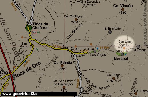 Carta de la mina San Juan de Chañaral Alto - Mostazal, Desierto de Atacama, Chile