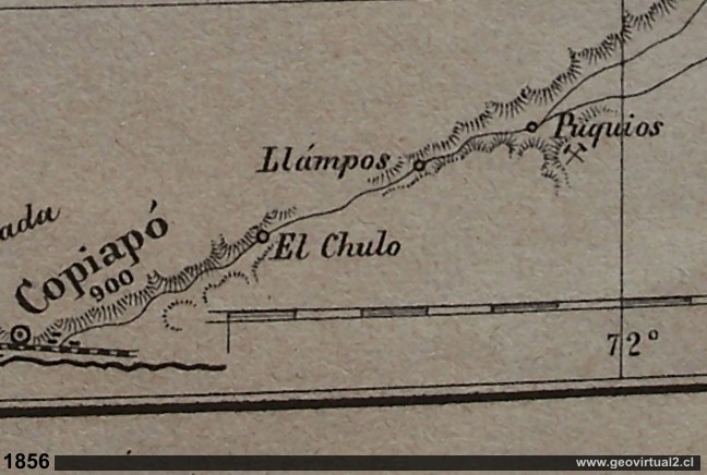 carta de Philippi entre Copiapo - Puquios 1856