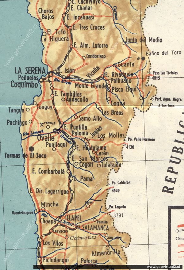 mapa 1962 de Coquimbo, Chile