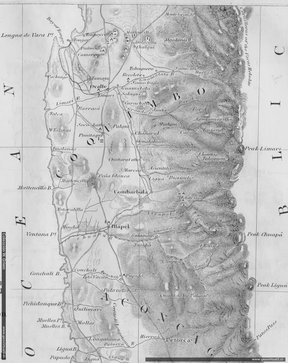 Mapa de Gilliss, Coquimbo en 1855