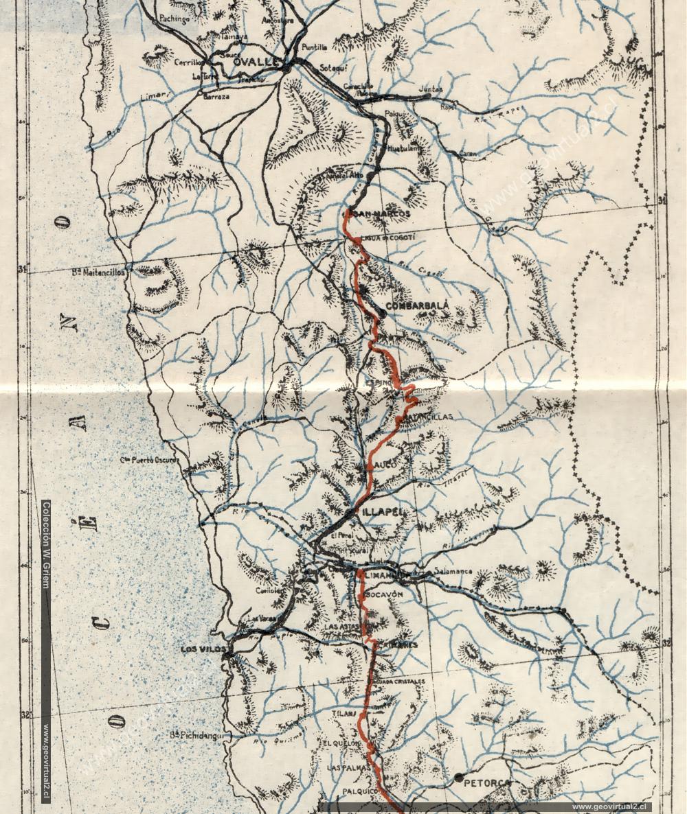 Mapa de la Región de Coquimbo: Marin 1914; parte sur