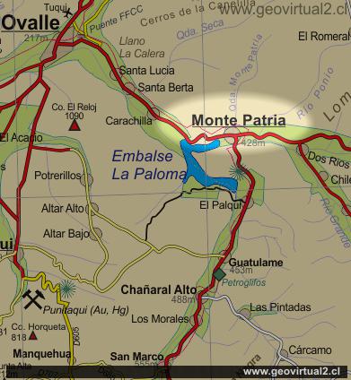 Mapa de Monte Patria, Región de Coquimbo, Chile