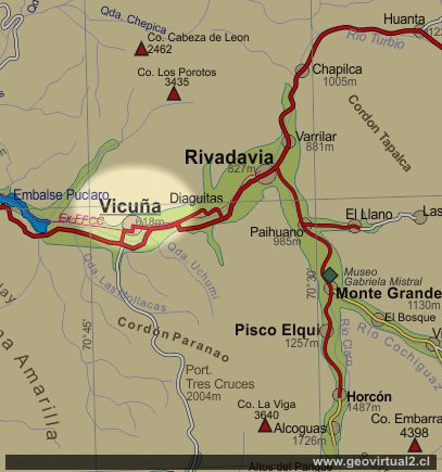Mapa de Vicuña en Elqui